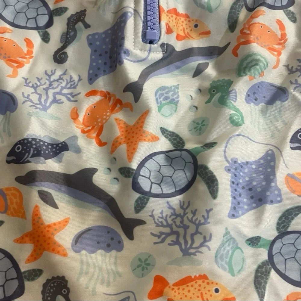 Tommy Bahama Kids Rashguard - Blue and Orange Ocean Print